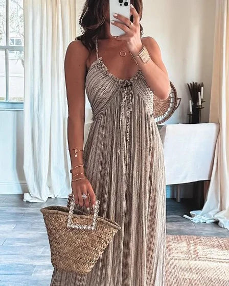 Luciana Dress | Mouwloze Geplooide Jurk met Lichtgewicht Ademend Design