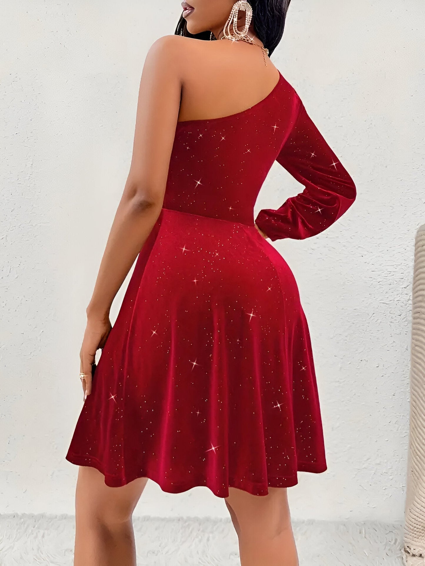 Serena One-Shoulder Dress | Damesjurk met Chic Eén-Schouder Design, A-lijn Pasvorm en Speelse Ruches