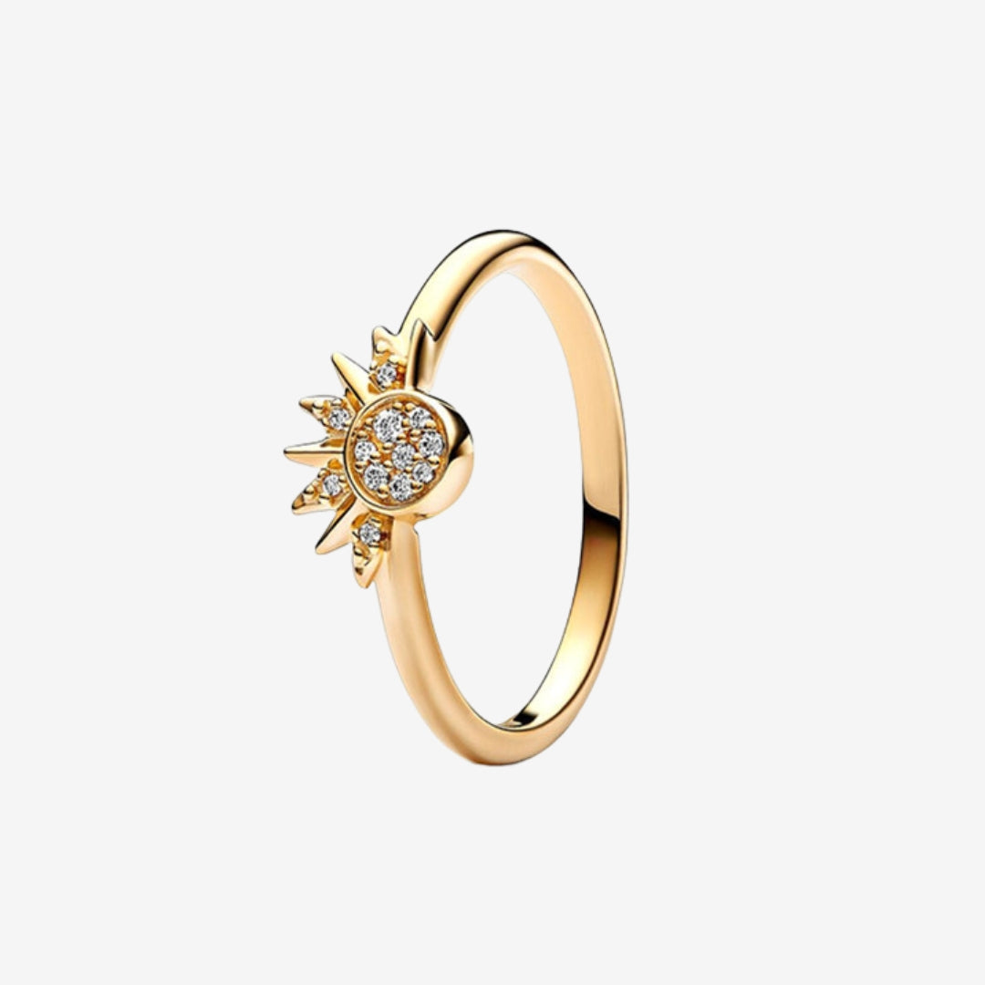Solea Ringset | Zomerse Zon & Maan Ring in 14K Verguld Design