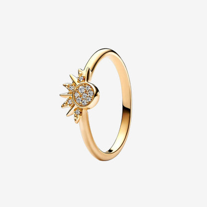 Solea Ringset | Zomerse Zon & Maan Ring in 14K Verguld Design