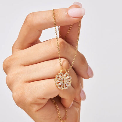 Amora Ketting | 2-in-1 Hart &amp; Klavertje Vier met Sprankelende Zirconia