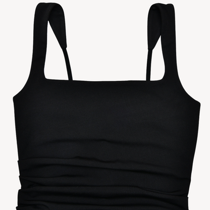 Siena zwarte satijnen maxi-jurk – elegante avondjurk met hoge split