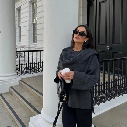 Carina Wool Coat | Oversized Wollen overslagjas met Stylish Details in warme kleuren