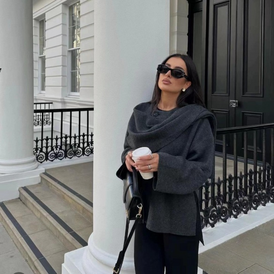 Carina Wool Coat | Oversized Wollen overslagjas met Stylish Details in warme kleuren