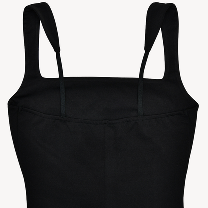 Siena zwarte satijnen maxi-jurk – elegante avondjurk met hoge split