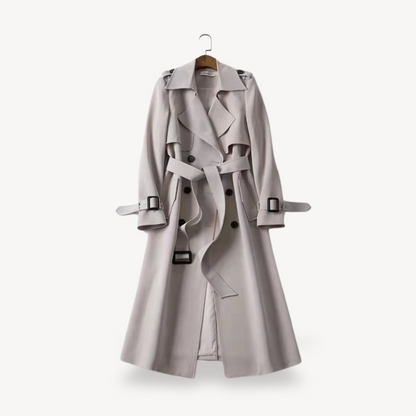 Rosa dames trenchcoat – klassieke katoenen jas met ceintuur en tijdloos design