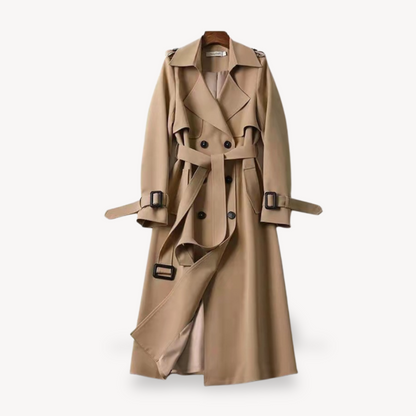 Rosa dames trenchcoat – klassieke katoenen jas met ceintuur en tijdloos design