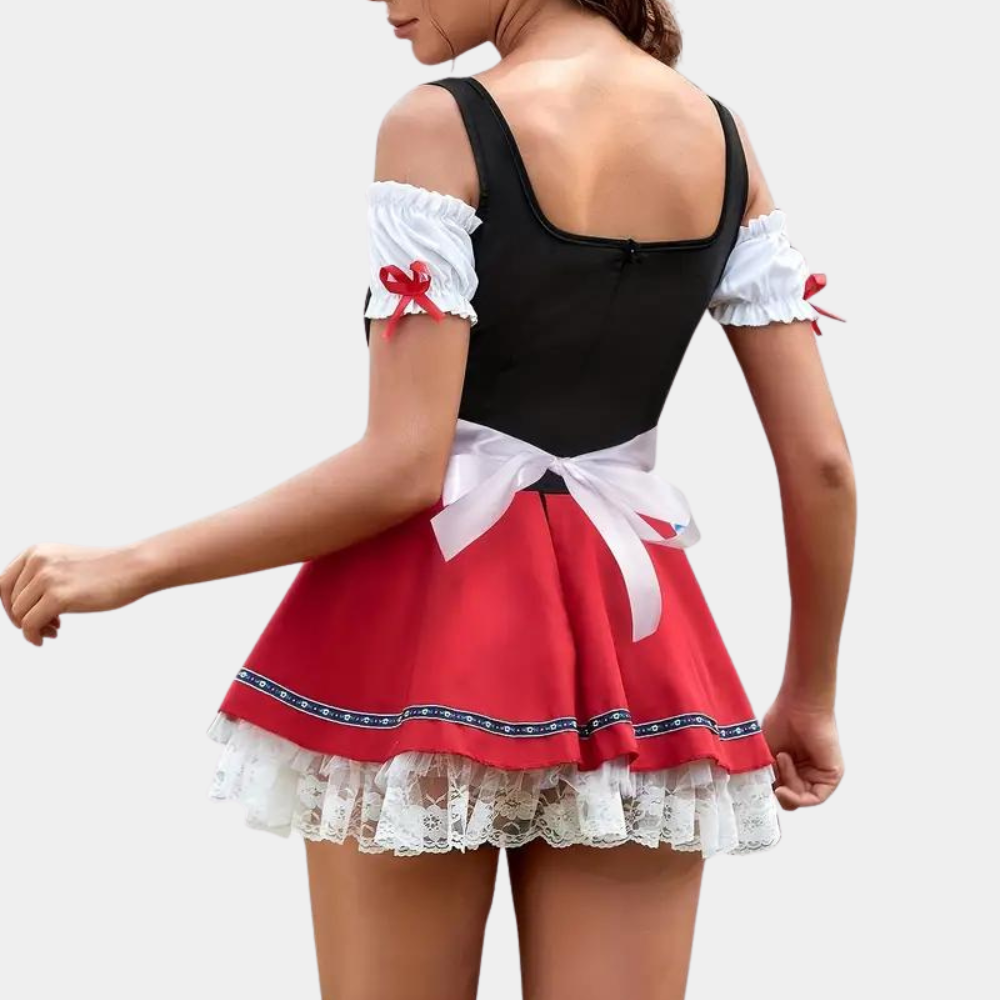 Felipa Dirndl Jurk | Elegante Oktoberfest-jurk met Geborduurd Lijfje en Bijpassend Schort