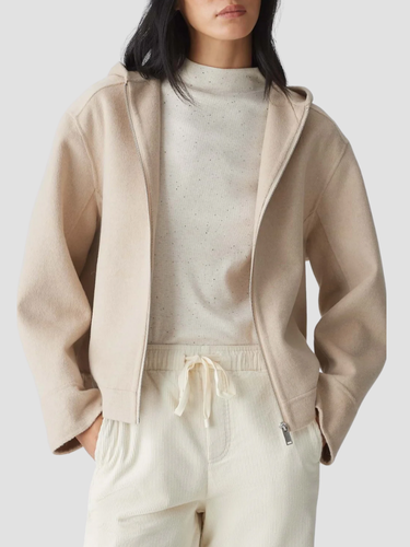 Marta Dames fleece cardigan met capuchon – comfortabele vestjas met rits voor dagelijks gebruik