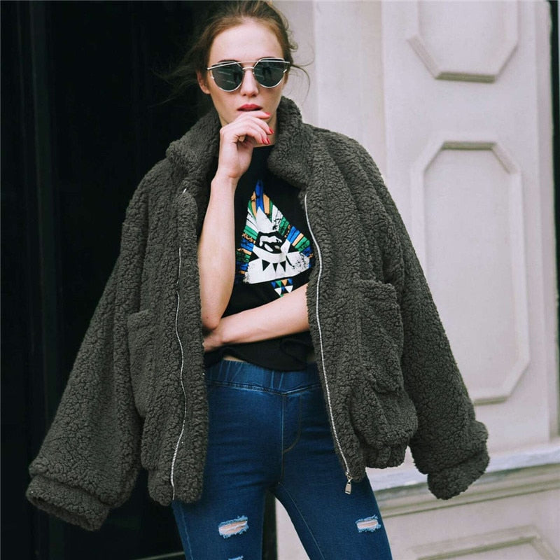 Anna Wollen Jas | Elegante Warme Jas met Pluche Voering en Ritssluiting