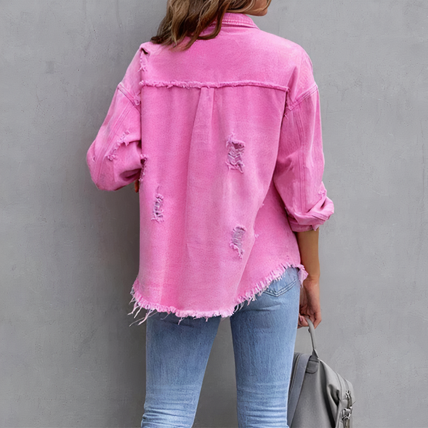 Alana Denim Jack | Casual Gescheurd Spijkerjack met Stoere Details