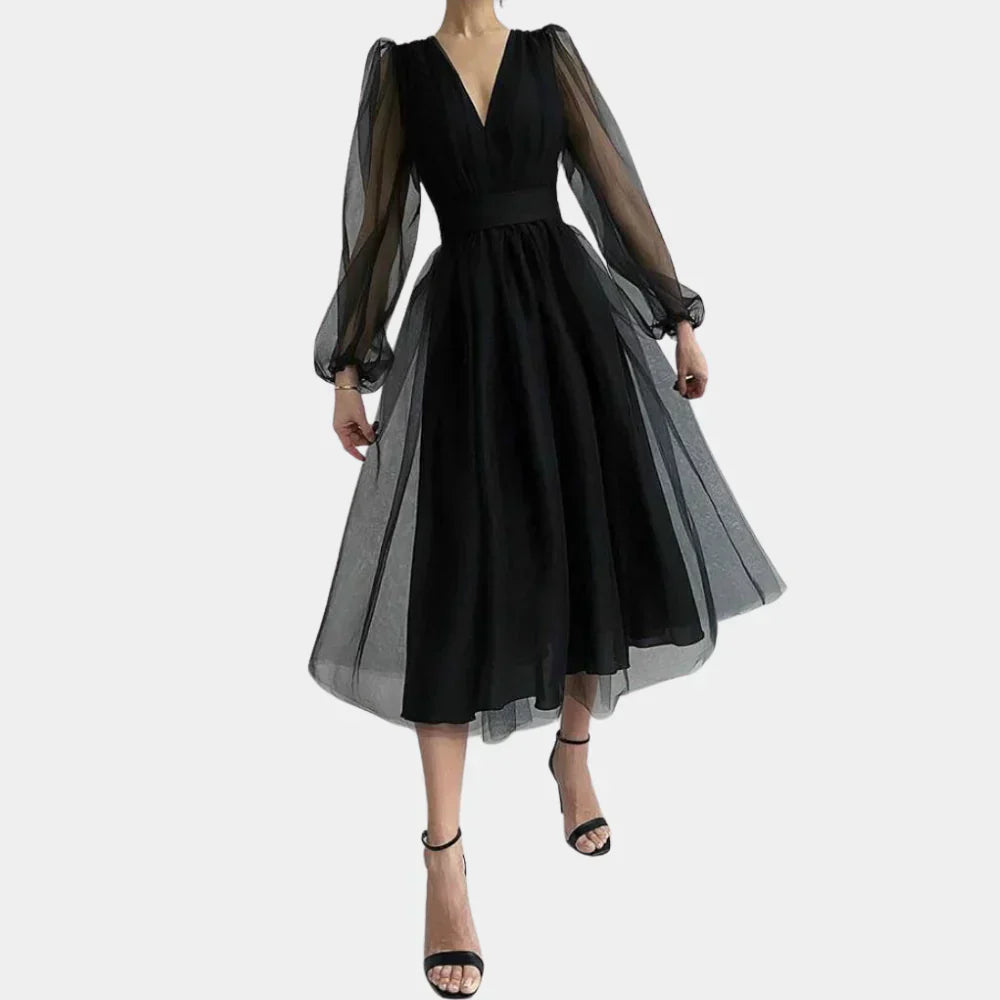 Noa Midi-Jurk | Luchtige Midi-Jurk van Semi-Transparant Polyester met Elegante Uitstraling