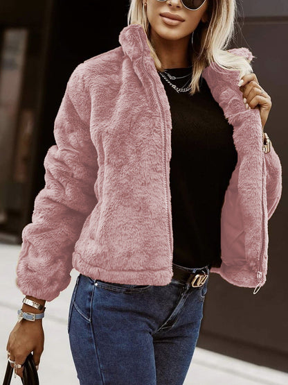 Bianca Faux Fur Coat | Oversized Damesjas met Pluche Textuur en Hoge Kraag