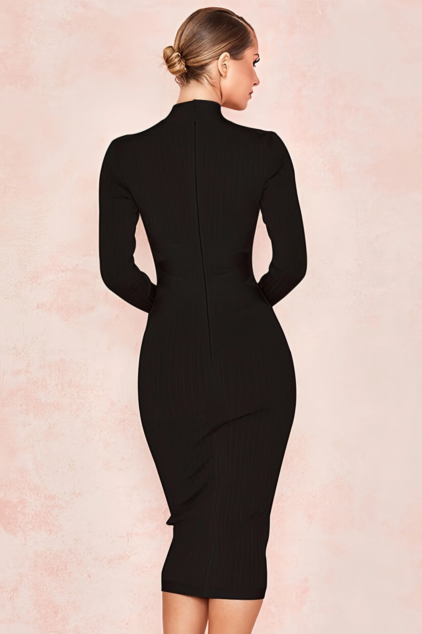 Valentina Jurk | Stijlvolle Midi-Jurk met Opstaande Kraag en Elegante Pasvorm