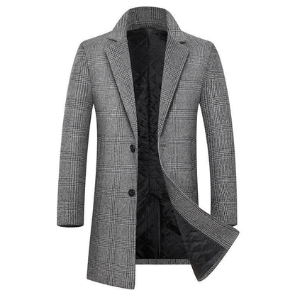 Lorenzo Wool Overcoat | Slim Fit Herenjas van Wolmix met Ruitpatroon