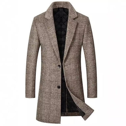 Lorenzo Wool Overcoat | Slim Fit Herenjas van Wolmix met Ruitpatroon