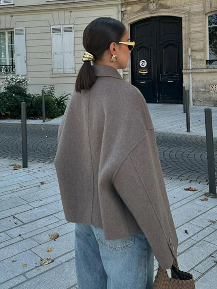 Alessia Wollen dames winterjas – oversized wolblend jas met klassieke kraag