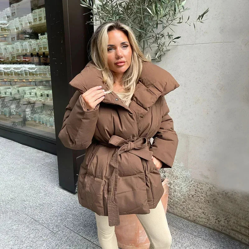 Giada Elegante gewatteerde damesjas | Trendy winterparka met ceintuur & chique uitstraling