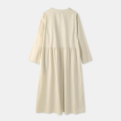 Isadora Jurk | Oversized Katoenen Overhemdjurk met Lange Mouwen en Bohemian Maxi Look