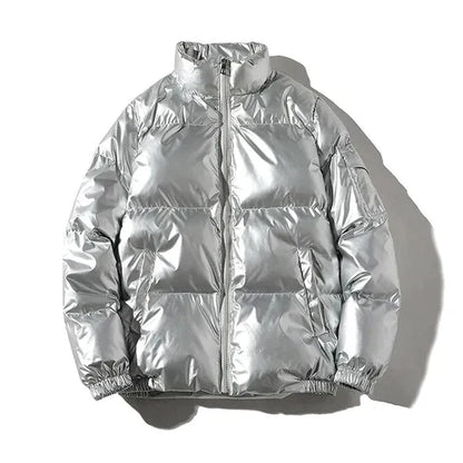 Leonardo Winddichte metallic puffer winterjas heren – warme en waterafstotende jas voor koude dagen
