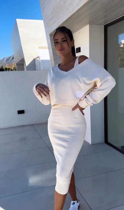 Isabella Twin Set | Mouwloos Jurk en Trui Set voor Dames met Slim Fit en Elegante Look