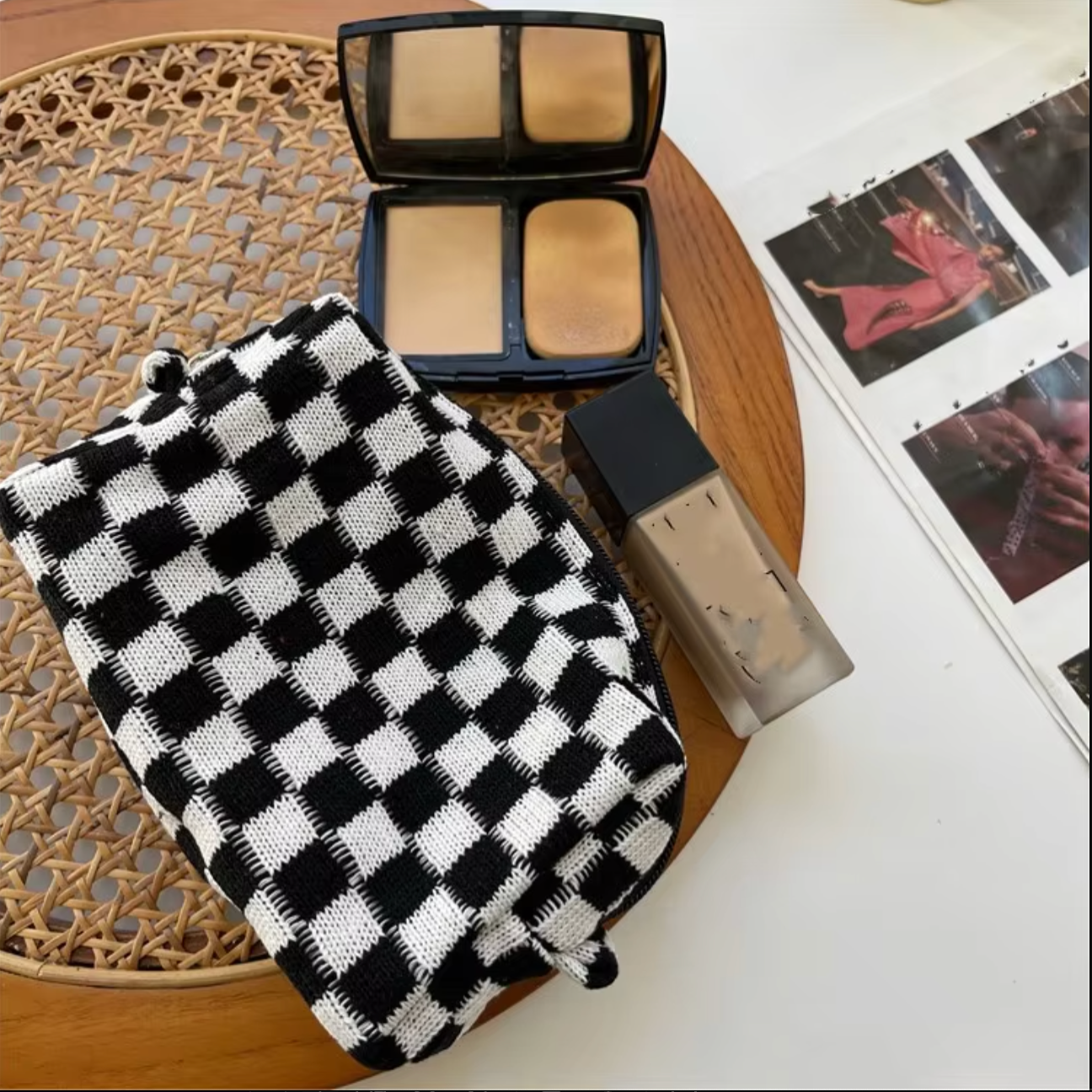 Amara Make-up Tas | Geruite Y2K beautybag met trendy retro design