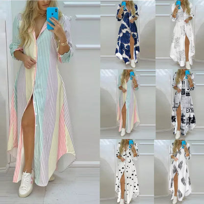 Rafaella Jurk | Boho Maxi-Jurk met Gestreepte Print en Vloeiend A-lijn Silhouet