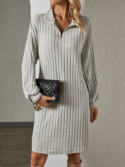 Lina Jurk | Dames Gebreide Jurk met Losse Pasvorm in Tijdloos Grijs