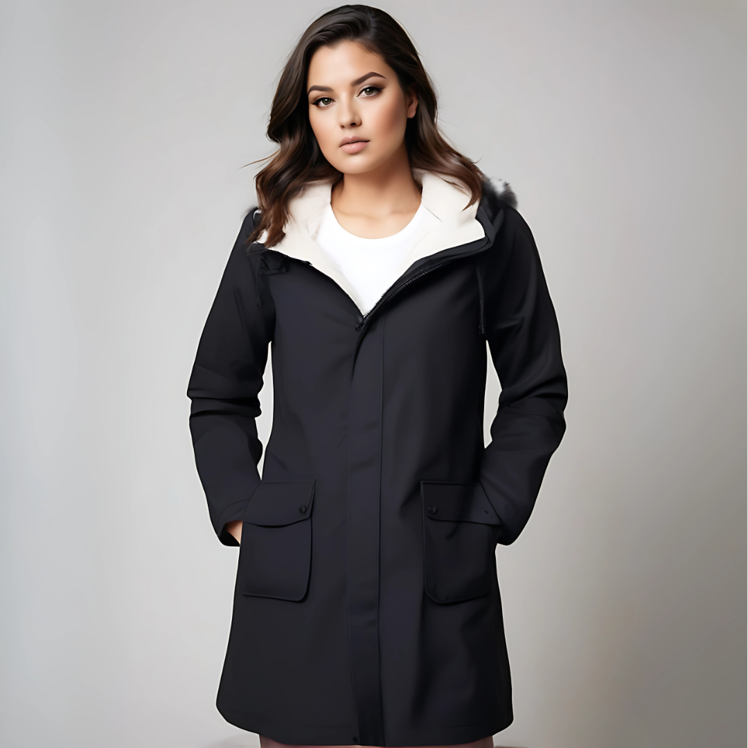 Giada Waterdichte dames jas met capuchon en fleece voering – comfortabele regenjas voor dagelijks gebruik