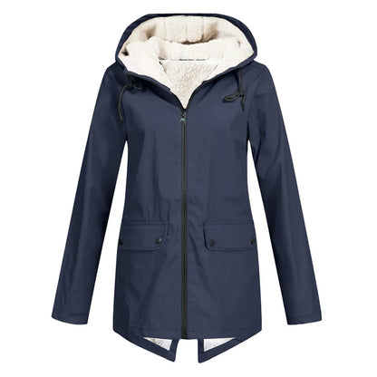 Giada Waterdichte dames jas met capuchon en fleece voering – comfortabele regenjas voor dagelijks gebruik