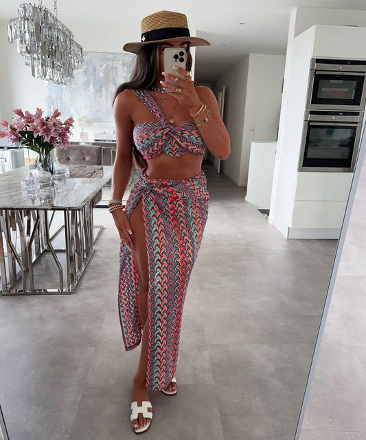 Luna Set | Zomerse Set met Bandeau Top en Rok met Split voor Dames