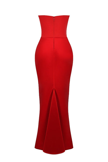 Isabella Dress | Luxe Satijnen Maxi-jurk met Gecorsetteerd Lijfje en Kantdetails