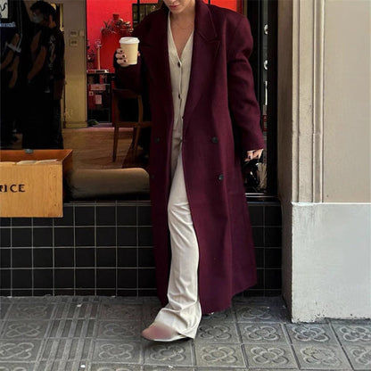 Francesca Wool Coat | Lange Damesjas van Wolmix met Double-Breasted Design