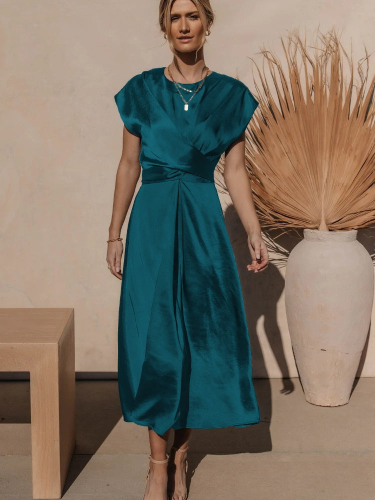 Isabella Jurk | Maxi-jurk met Gelaagde Mouwen en Diagonale Snit