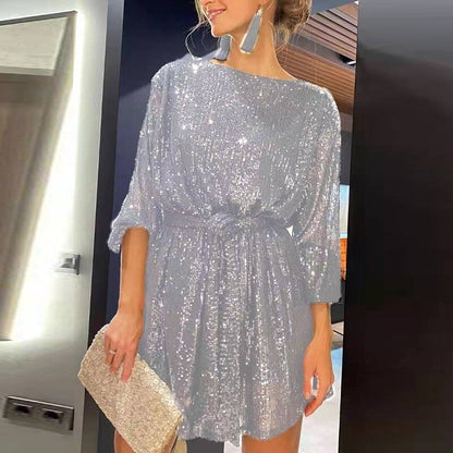 Bianca | Glitter Mini-Jurk met Losse Pasvorm en Feestelijke Flair
